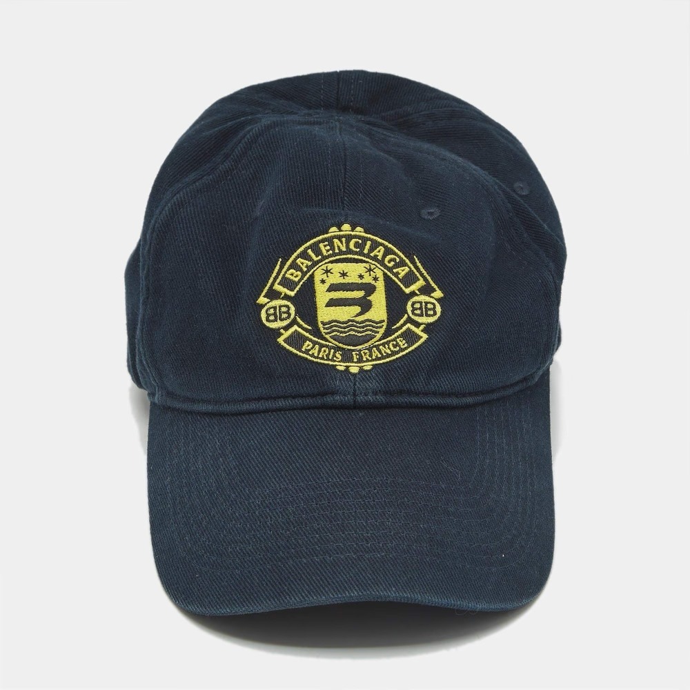RARE Balenciaga Quest Cap Marine Blue / Crest Logo / Twill Dad Hat XS/Small